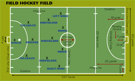 Field hockey combines elements of soccer (positions, field) and hockey (sticks) with a hard ball. Though often a women's sport, men play field hockey, too.