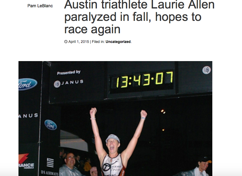 Screen Shot of Fit City Blog about Triathlete Laurie Allen