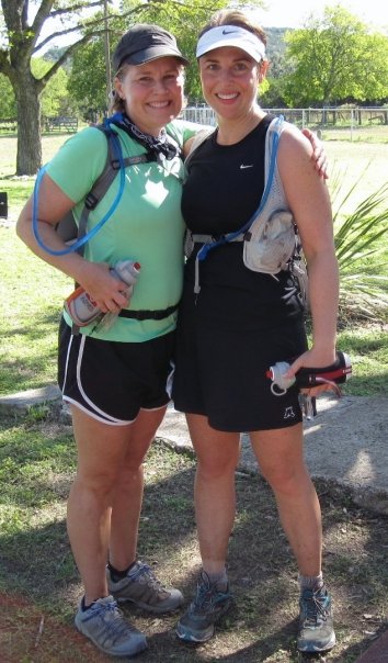 Leah and Marcia at the finish of the Cactus Rose 100 Miler