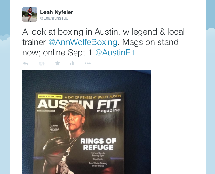 Screenshot of tweet about Ann Wolfe, boxer