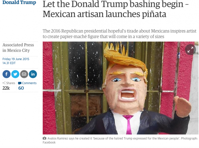 Screen shot of page from Associated Press in Mexico City about Donald Trump pints