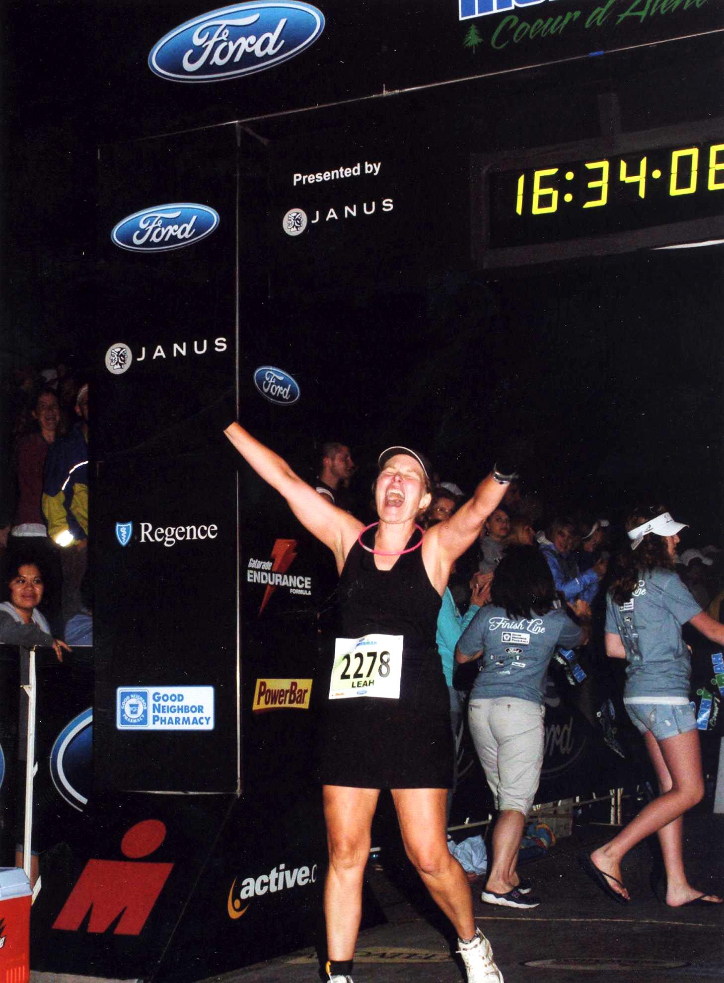 Leah Nyfeler finishes Ironman Coeur d'Alene.