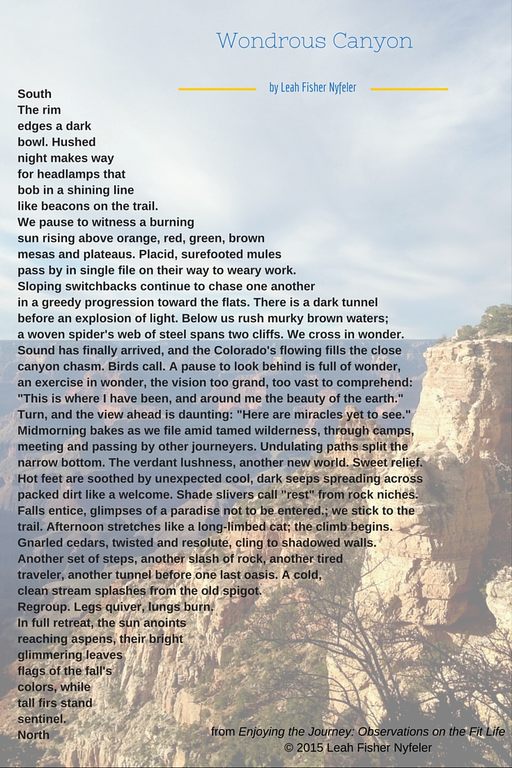Poem titled "Wondrous Canyon" about the Grand Canyon onto of photo